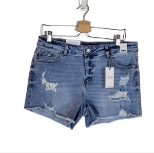 Judy Blue Distressed Jean Shorts - Blue